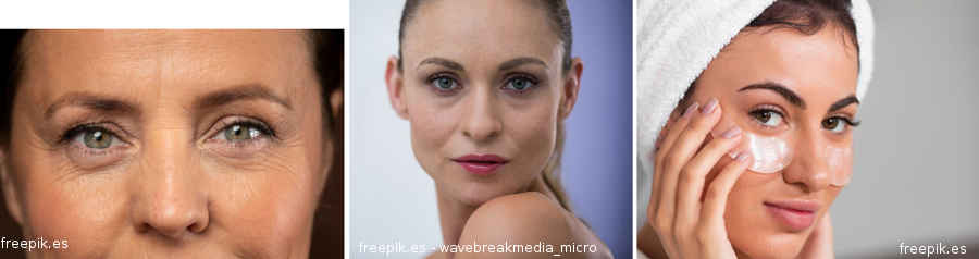 Bolsas y ojeras – Patas de gallo – Coloración violácea